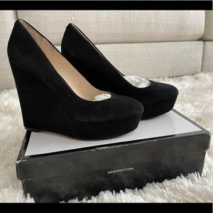Nine West Wedge Heels Black Suede